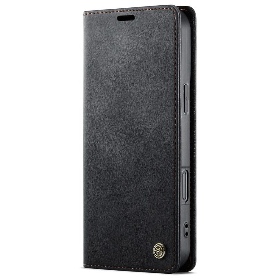 CASEME For iPhone 16 Case RFID Blocking Wallet Calf Texture Vegan Leather Flip Cover