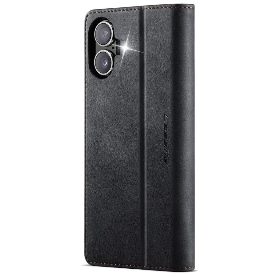 CASEME For iPhone 16 Case RFID Blocking Wallet Calf Texture Vegan Leather Flip Cover