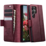 CASEME For Samsung Galaxy S22 Ultra Case RFID Blocking Wallet Calf Texture Vegan Leather Flip Cover