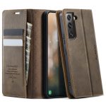 CASEME For Samsung Galaxy S22 Case RFID Blocking Wallet Calf Texture Vegan Leather Flip Cover