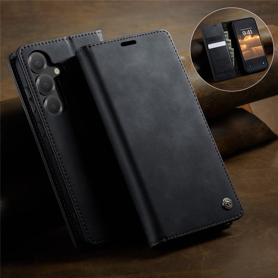 CASEME For Samsung Galaxy S25+ / Galaxy S24+ Case RFID Blocking Wallet Calf Texture Vegan Leather Flip Cover