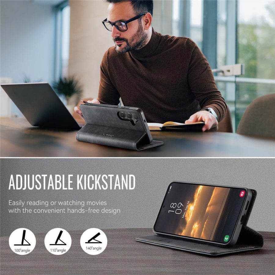 CASEME For Samsung Galaxy S25+ / Galaxy S24+ Case RFID Blocking Wallet Calf Texture Vegan Leather Flip Cover