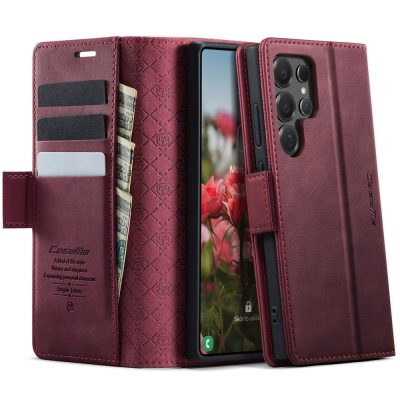 6601159801A-1 CASEME For Samsung Galaxy S25 Ultra Case RFID Blocking Wallet Calf Texture Vegan Leather Flip Cover