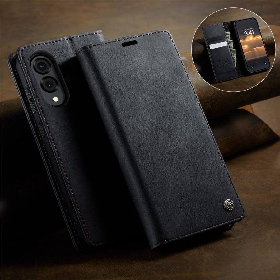 CASEME For Samsung Galaxy S25 Edge Case RFID Blocking Wallet Calf Texture Vegan Leather Flip Cover