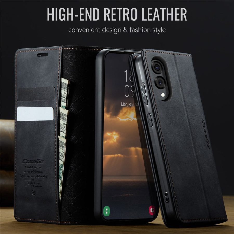 CASEME For Samsung Galaxy S25 Edge Case RFID Blocking Wallet Calf Texture Vegan Leather Flip Cover