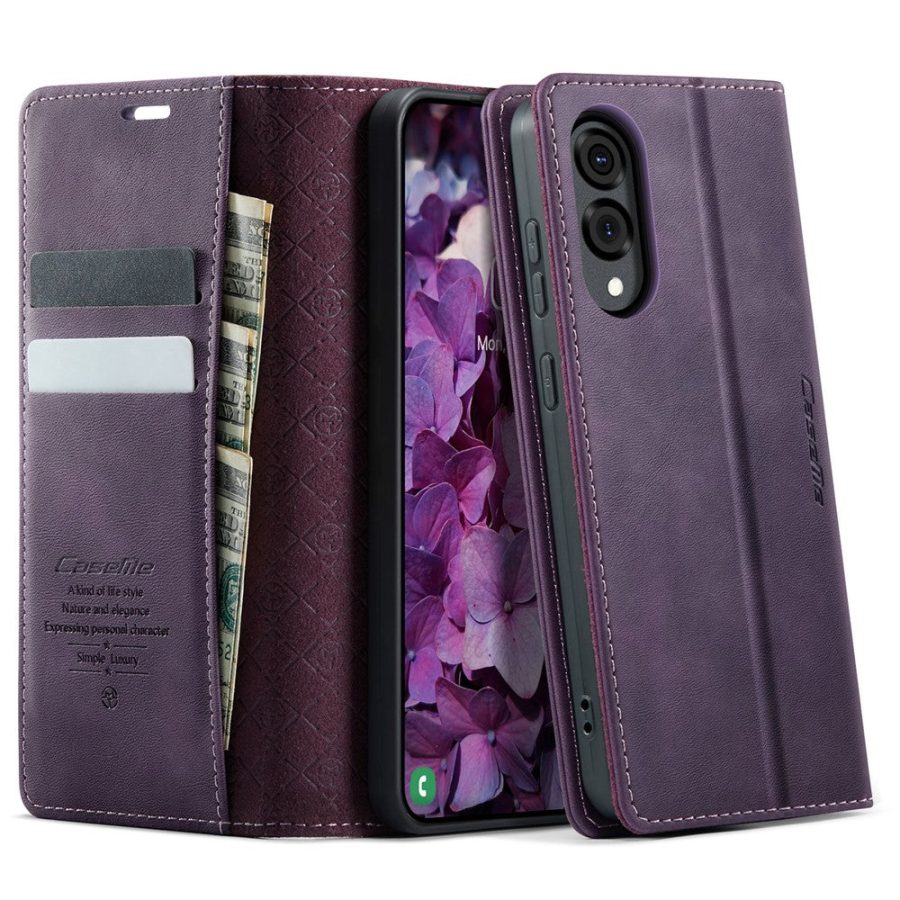 CASEME For Samsung Galaxy S25 Edge Case RFID Blocking Wallet Calf Texture Vegan Leather Flip Cover