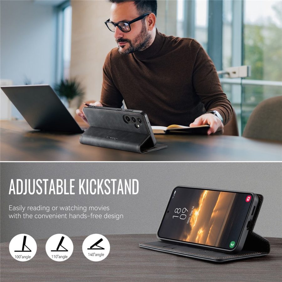 6601159803B-5 CASEME For Samsung Galaxy S23 FE Case RFID Blocking Wallet Calf Texture Vegan Leather Flip Cover