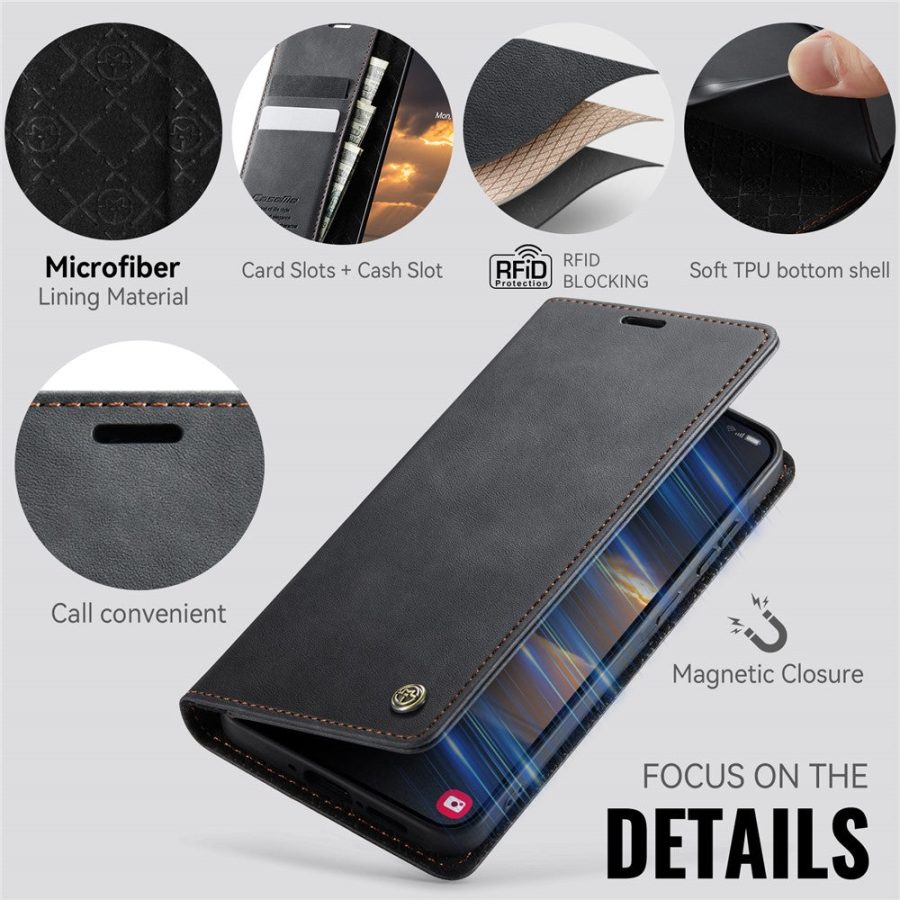 6601159812B-3 CASEME For Samsung Galaxy A36 Case RFID Blocking Wallet Calf Texture Vegan Leather Flip Cover