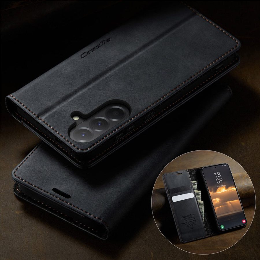 CASEME For Samsung Galaxy A56 Case RFID Blocking Wallet Calf Texture Vegan Leather Flip Cover