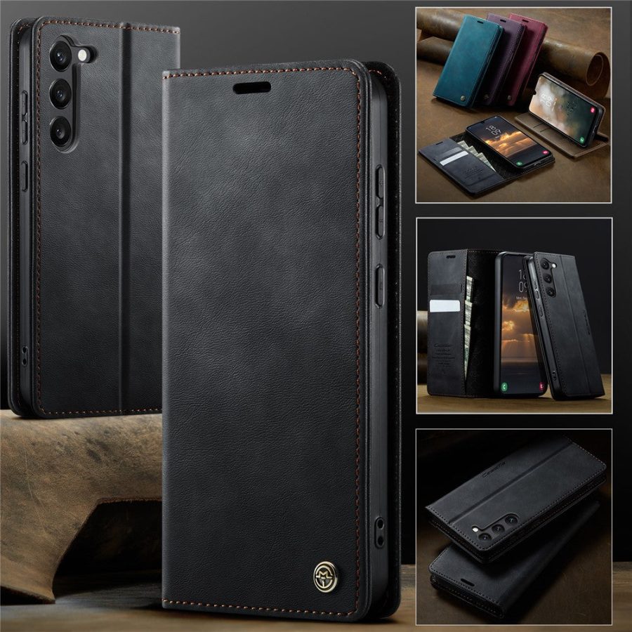 6601160114A-7 CASEME For Samsung Galaxy S23 Case RFID Blocking Wallet Calf Texture Vegan Leather Flip Cover