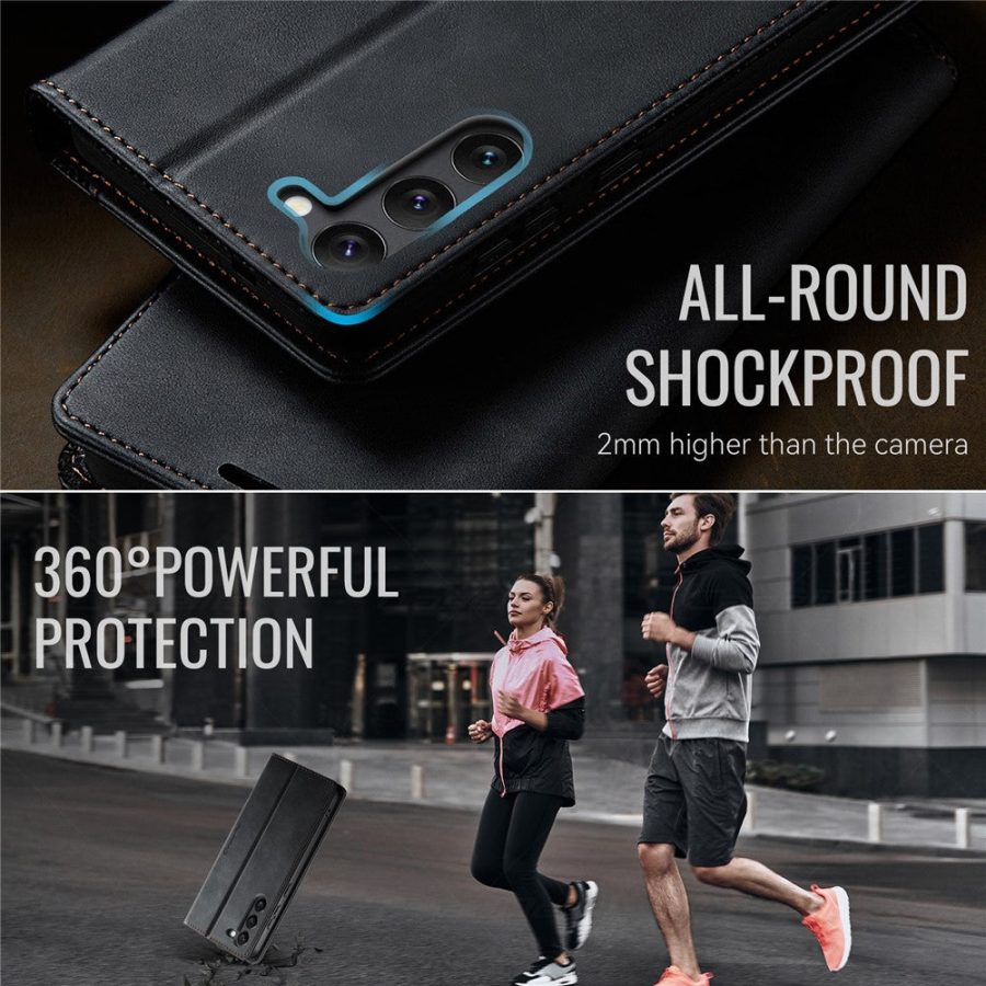 6601160460A-6 CASEME For Samsung Galaxy S23+ Case RFID Blocking Wallet Calf Texture Vegan Leather Flip Cover