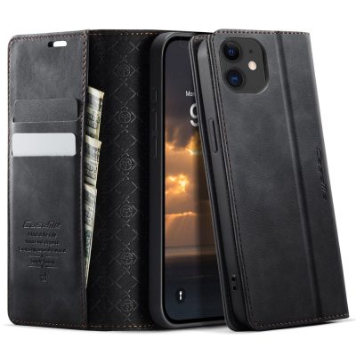 6601160820A-1 CASEME For iPhone 12 Mini Case RFID Blocking Wallet Calf Texture Vegan Leather Flip Cover