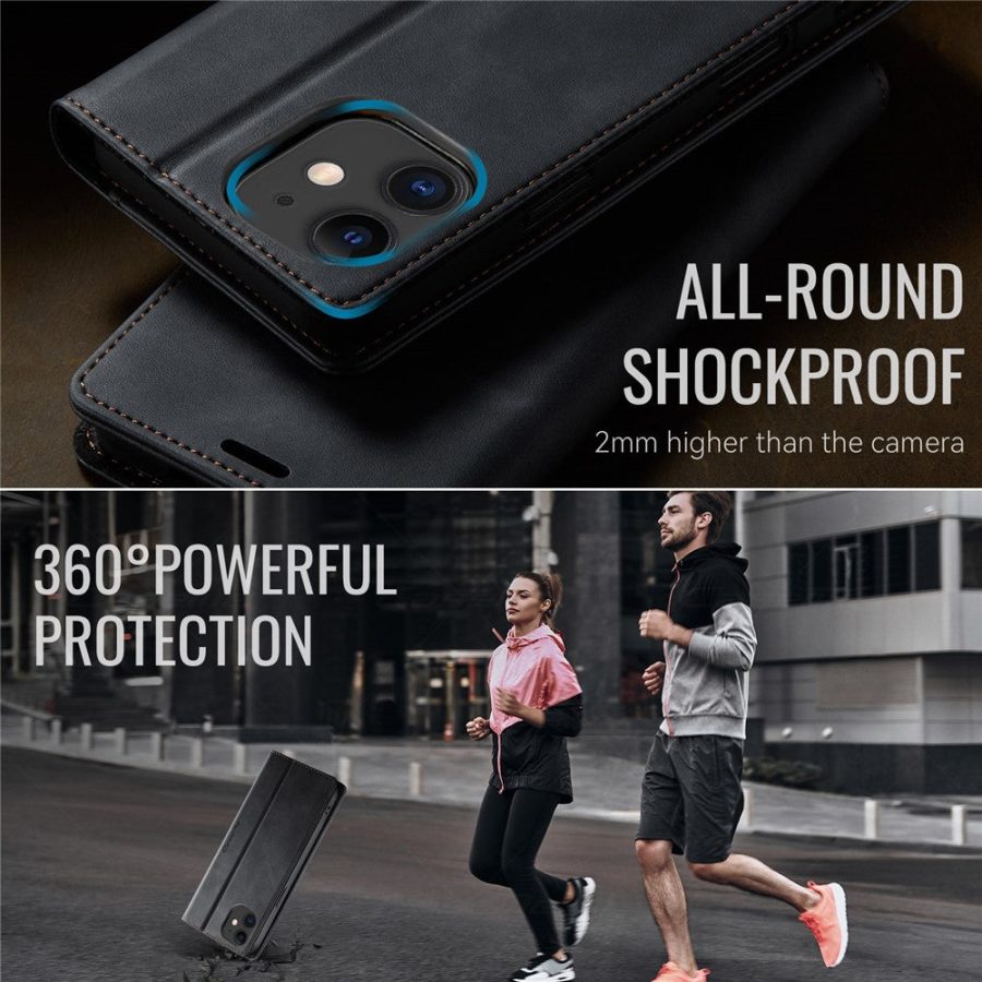 6601160820A-6 CASEME For iPhone 12 Mini Case RFID Blocking Wallet Calf Texture Vegan Leather Flip Cover