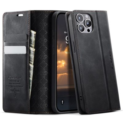 6601160821A-1 CASEME For iPhone 12 Pro Max Case RFID Blocking Wallet Calf Texture Vegan Leather Flip Cover