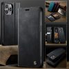 6601160828B-7 CASEME For iPhone 13 Pro Case RFID Blocking Wallet Calf Texture Vegan Leather Flip Cover