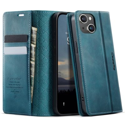 6601160830A-1 CASEME For iPhone 13 Mini Case RFID Blocking Wallet Calf Texture Vegan Leather Flip Cover