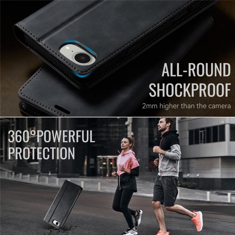 CASEME For iPhone 17e / iPhone 16e Case RFID Blocking Wallet Calf Texture Vegan Leather Flip Cover