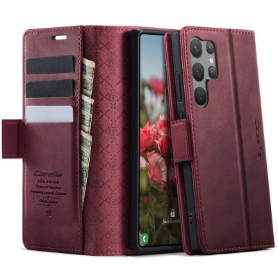 6601161238A-1 CASEME For Samsung Galaxy S23 Ultra Case RFID Blocking Wallet Calf Texture Vegan Leather Flip Cover