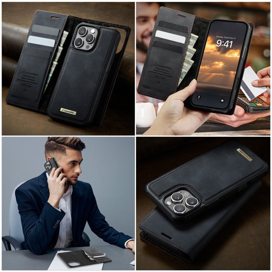 6601166106B-12 CASEME iPhone 16 Pro Max Case 2-in-1 Detachable Wallet Vegan Leather Flip Cover - Compatible with MagSafe