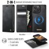 6601166106B-2 CASEME iPhone 16 Pro Max Case 2-in-1 Detachable Wallet Vegan Leather Flip Cover - Compatible with MagSafe