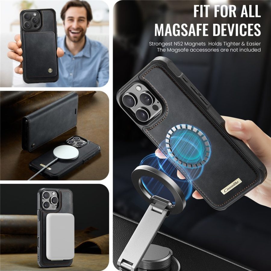 6601166106B-3 CASEME iPhone 16 Pro Max Case 2-in-1 Detachable Wallet Vegan Leather Flip Cover - Compatible with MagSafe