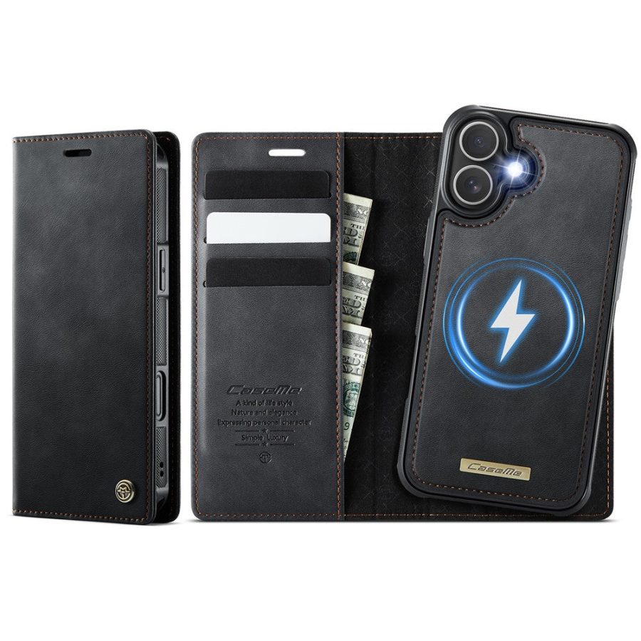 CASEME iPhone 16 Plus Case 2-in-1 Detachable Wallet Vegan Leather Flip Cover - Compatible with MagSafe