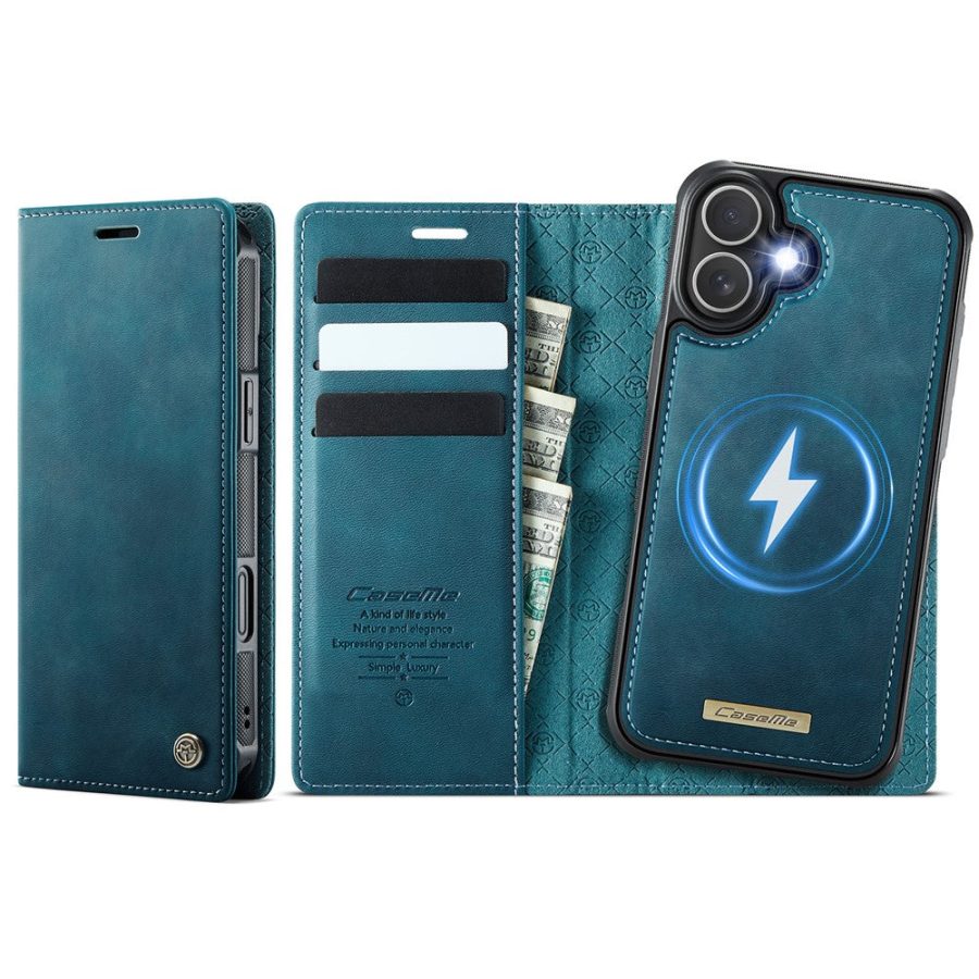 CASEME iPhone 16 Plus Case 2-in-1 Detachable Wallet Vegan Leather Flip Cover - Compatible with MagSafe
