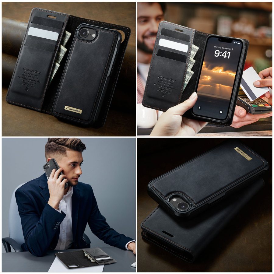 6601166406A-12 CASEME iPhone 17e / 16e Case 2-in-1 Detachable Wallet Vegan Leather Flip Cover - Compatible with MagSafe