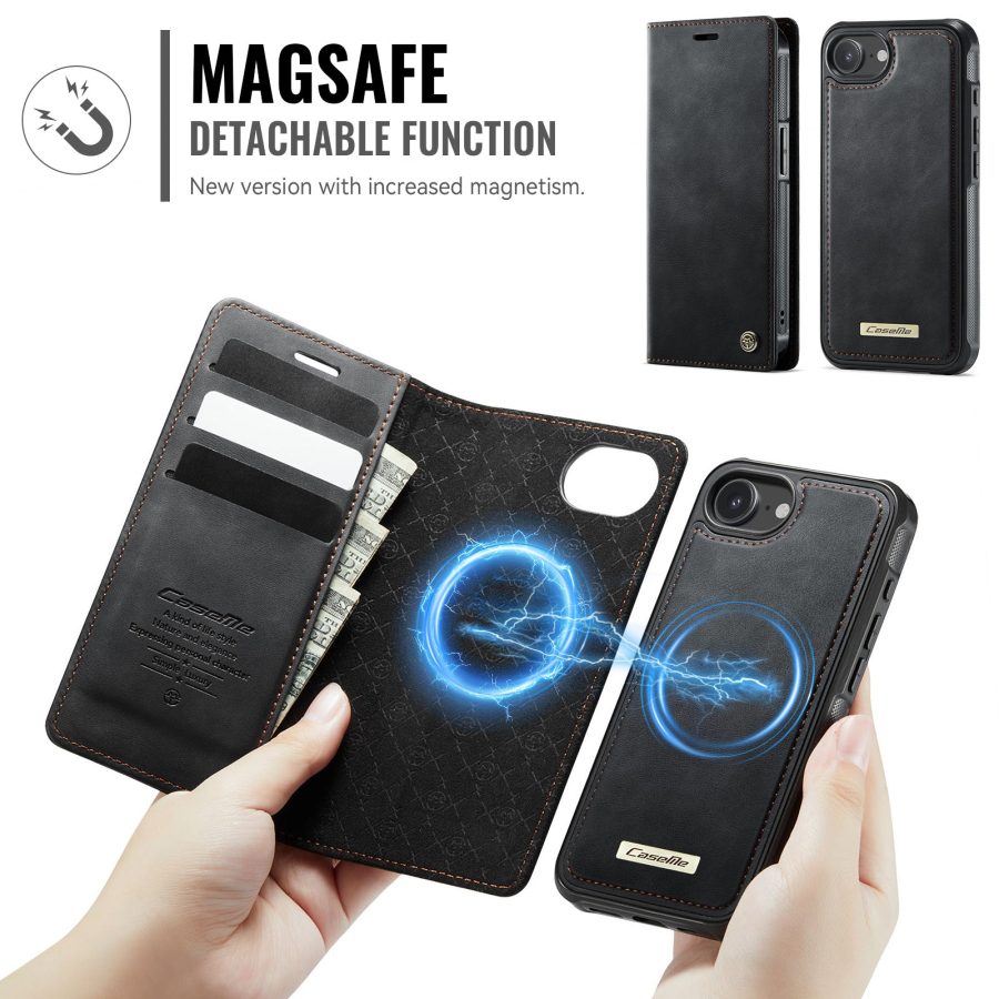 6601166406A-6 CASEME iPhone 17e / 16e Case 2-in-1 Detachable Wallet Vegan Leather Flip Cover - Compatible with MagSafe