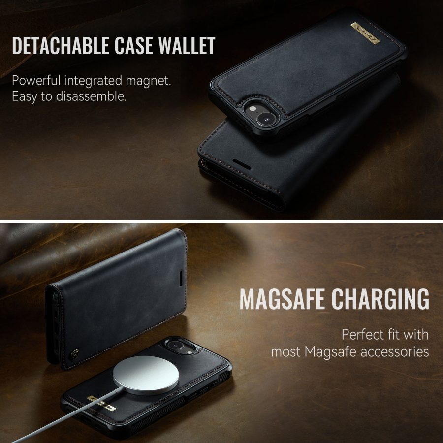 6601166406A-7 CASEME iPhone 17e / 16e Case 2-in-1 Detachable Wallet Vegan Leather Flip Cover - Compatible with MagSafe