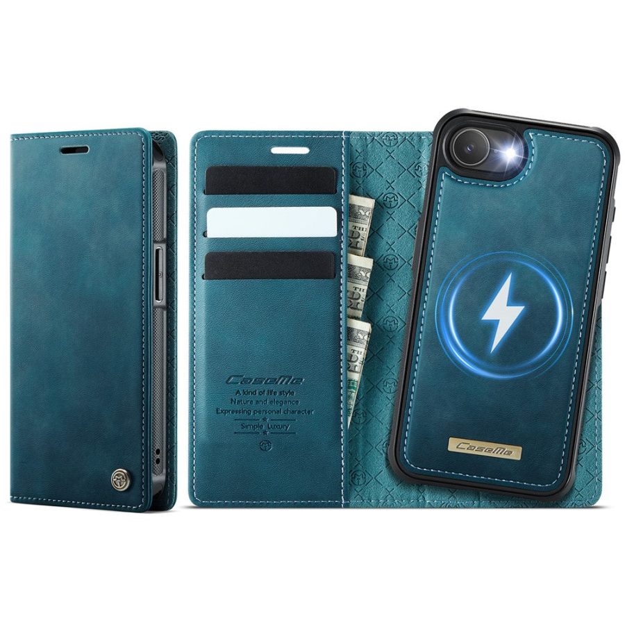 6601166406D-1 CASEME iPhone 17e / 16e Case 2-in-1 Detachable Wallet Vegan Leather Flip Cover - Compatible with MagSafe