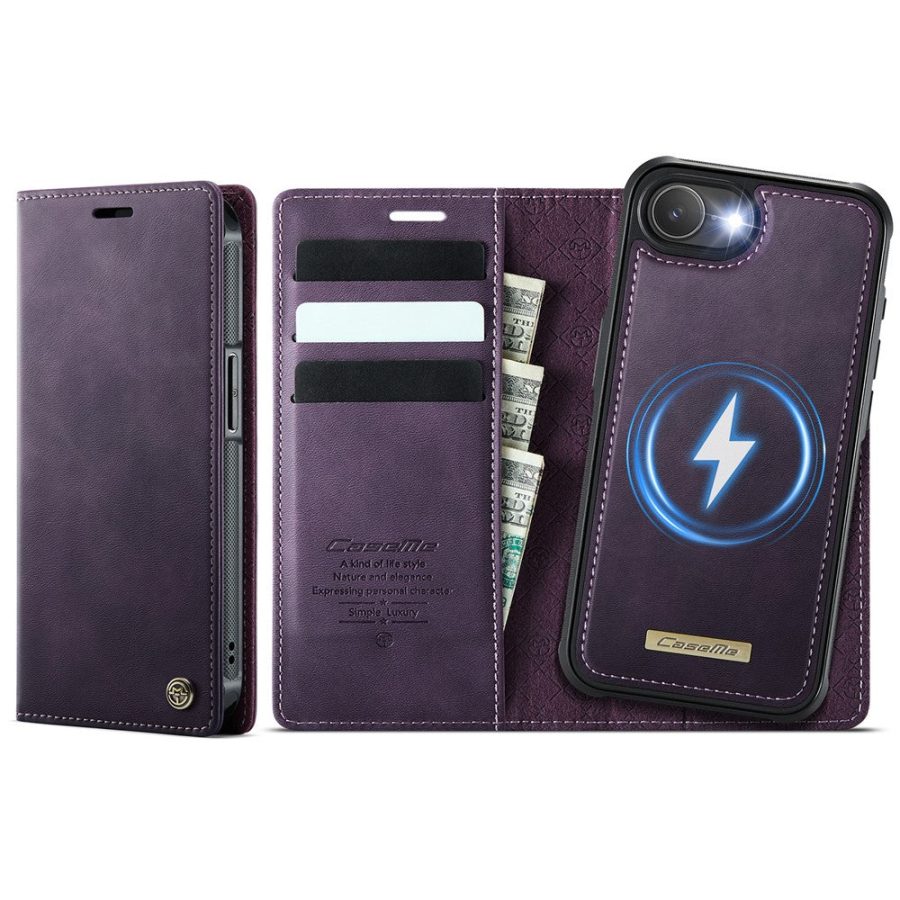 6601166406E-1 CASEME iPhone 17e / 16e Case 2-in-1 Detachable Wallet Vegan Leather Flip Cover - Compatible with MagSafe