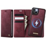 CASEME iPhone 15 Case 2-in-1 Detachable Wallet Vegan Leather Flip Cover - Compatible with MagSafe