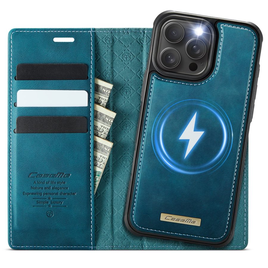 6601166413D-1 CASEME iPhone 15 Pro Case 2-in-1 Detachable Wallet Vegan Leather Flip Cover - Compatible with MagSafe