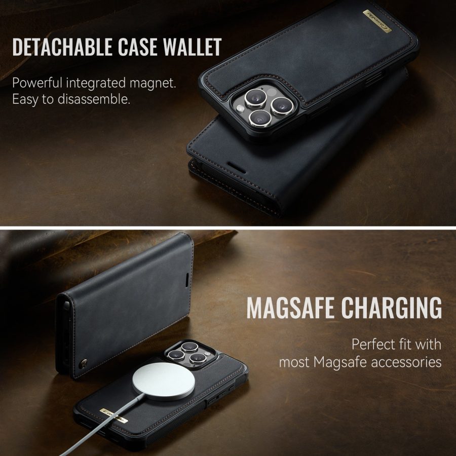 6601166482A-7 CASEME iPhone 16 Pro Case 2-in-1 Detachable Wallet Vegan Leather Flip Cover - Compatible with MagSafe