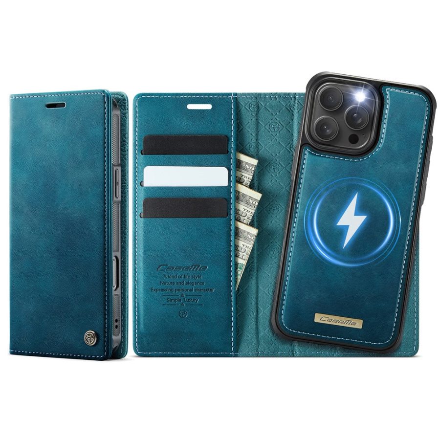 6601166482D-1 CASEME iPhone 16 Pro Case 2-in-1 Detachable Wallet Vegan Leather Flip Cover - Compatible with MagSafe
