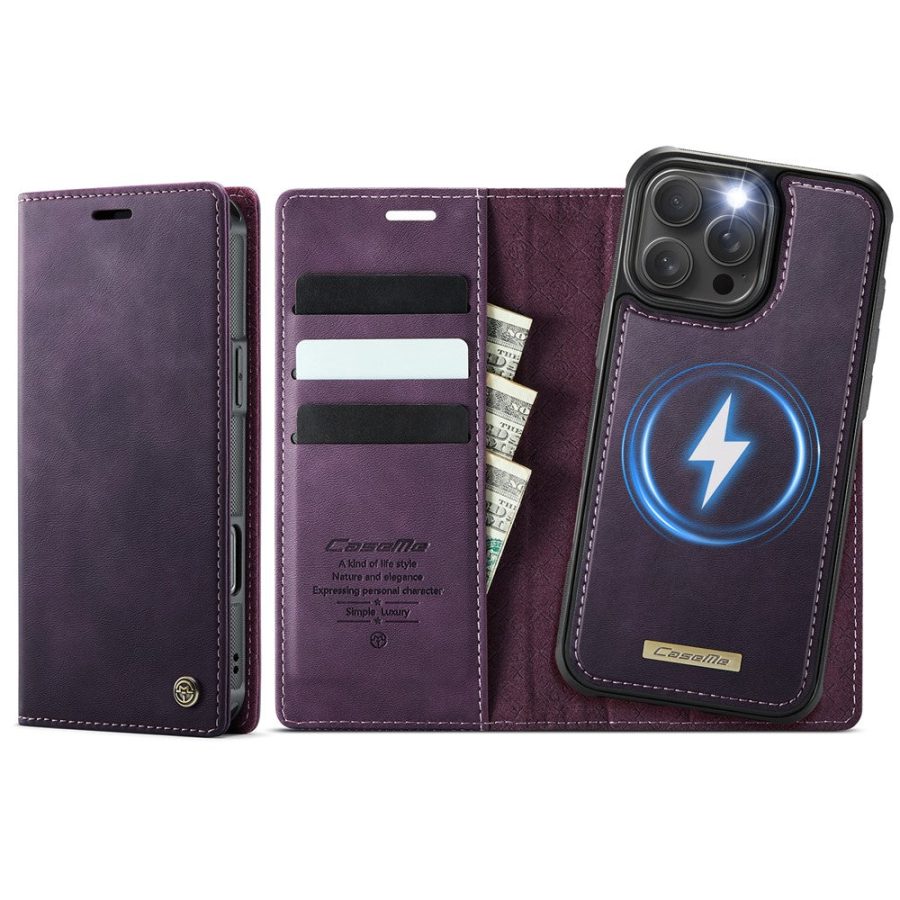 6601166482E-1 CASEME iPhone 16 Pro Case 2-in-1 Detachable Wallet Vegan Leather Flip Cover - Compatible with MagSafe