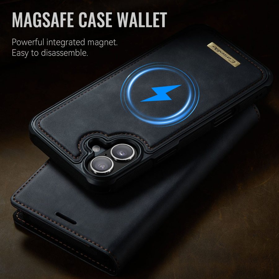 CASEME iPhone 16 Case 2-in-1 Detachable Wallet Vegan Leather Flip Cover - Compatible with MagSafe