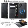 CASEME iPhone 16 Case 2-in-1 Detachable Wallet Vegan Leather Flip Cover - Compatible with MagSafe