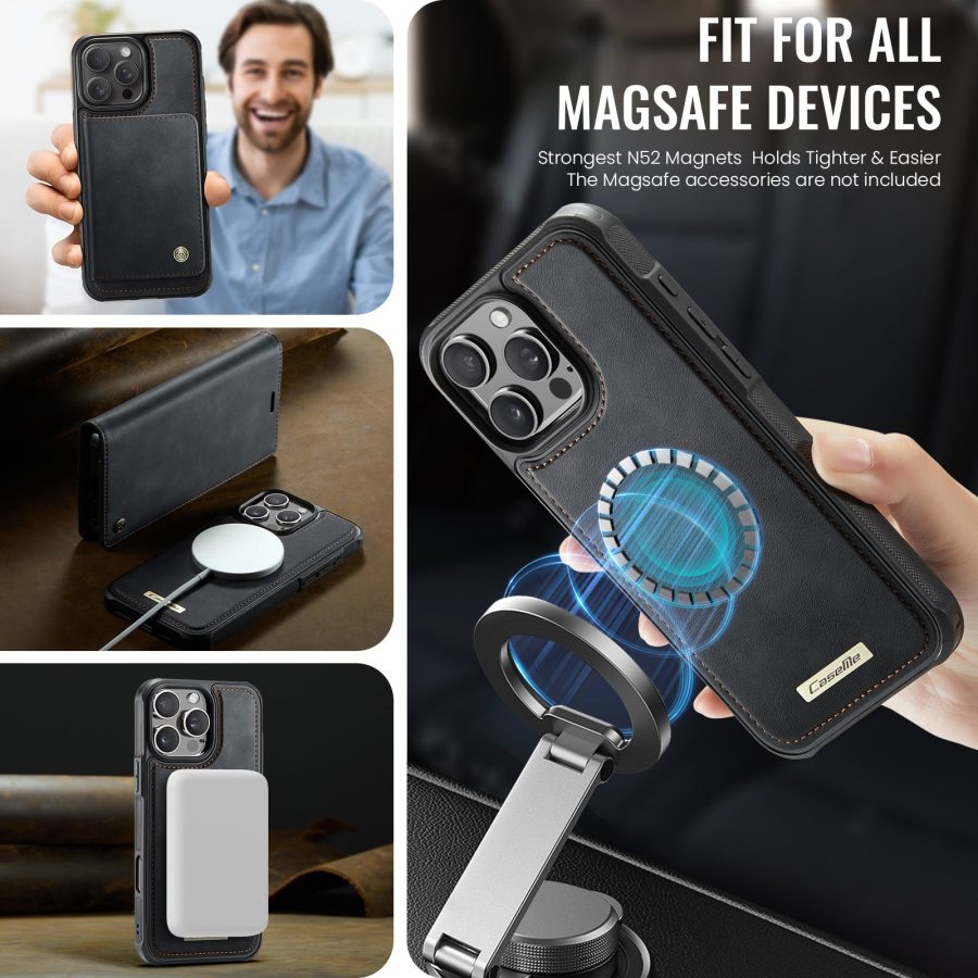 CASEME iPhone 12 Pro Max Case 2-in-1 Detachable Wallet Vegan Leather Flip Cover - Compatible with MagSafe