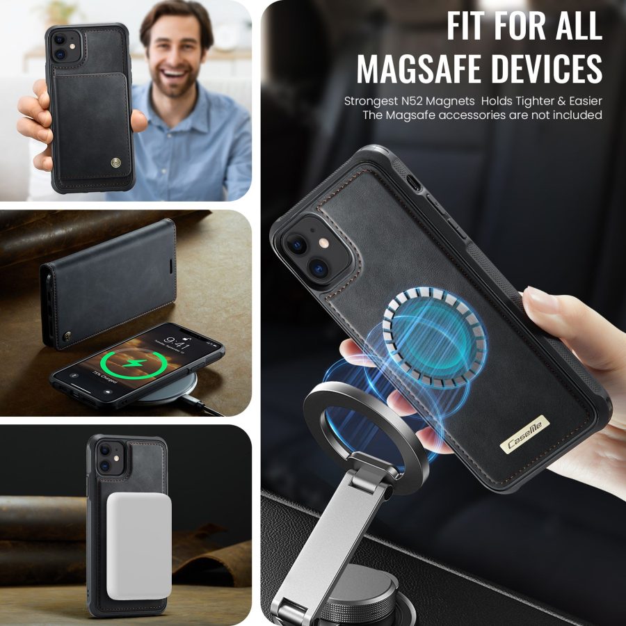 6601166914B-3 CASEME iPhone 12 Pro / iPhone 12 Case 2-in-1 Detachable Wallet Vegan Leather Flip Cover - Compatible with MagSafe