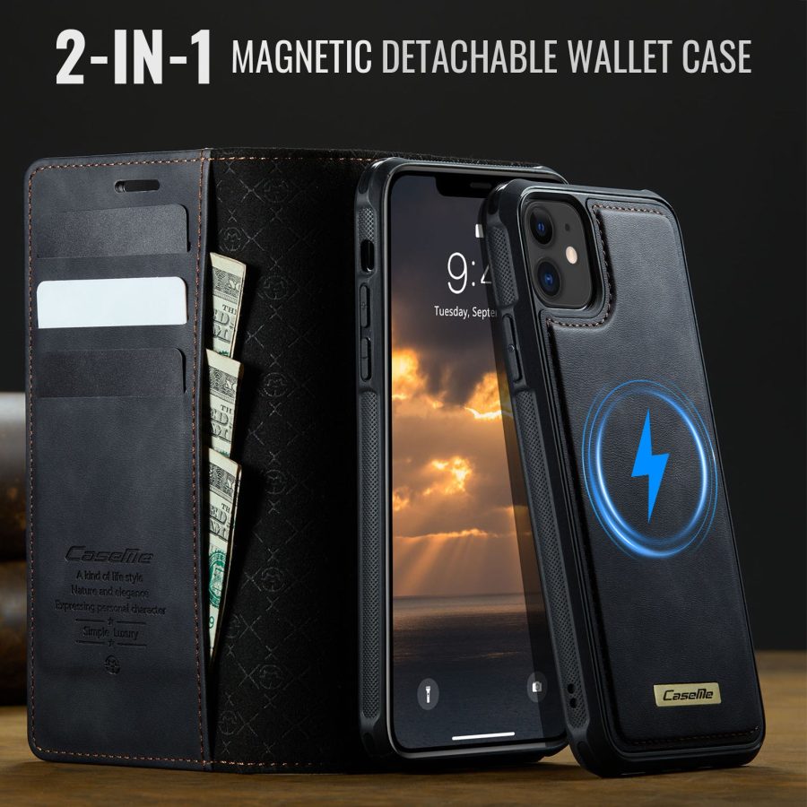 6601166914B-4 CASEME iPhone 12 Pro / iPhone 12 Case 2-in-1 Detachable Wallet Vegan Leather Flip Cover - Compatible with MagSafe
