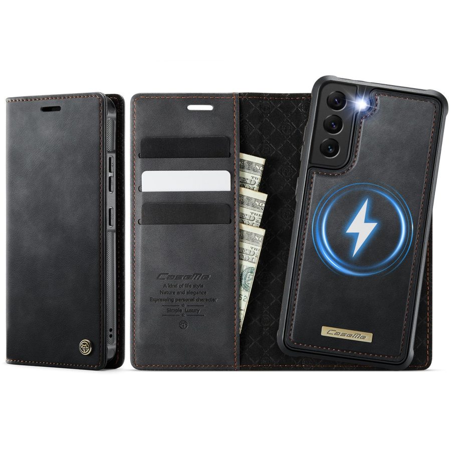 CASEME Samsung Galaxy S22+ Case 2-in-1 Magnetic Detachable Wallet Vegan Leather Flip Cover