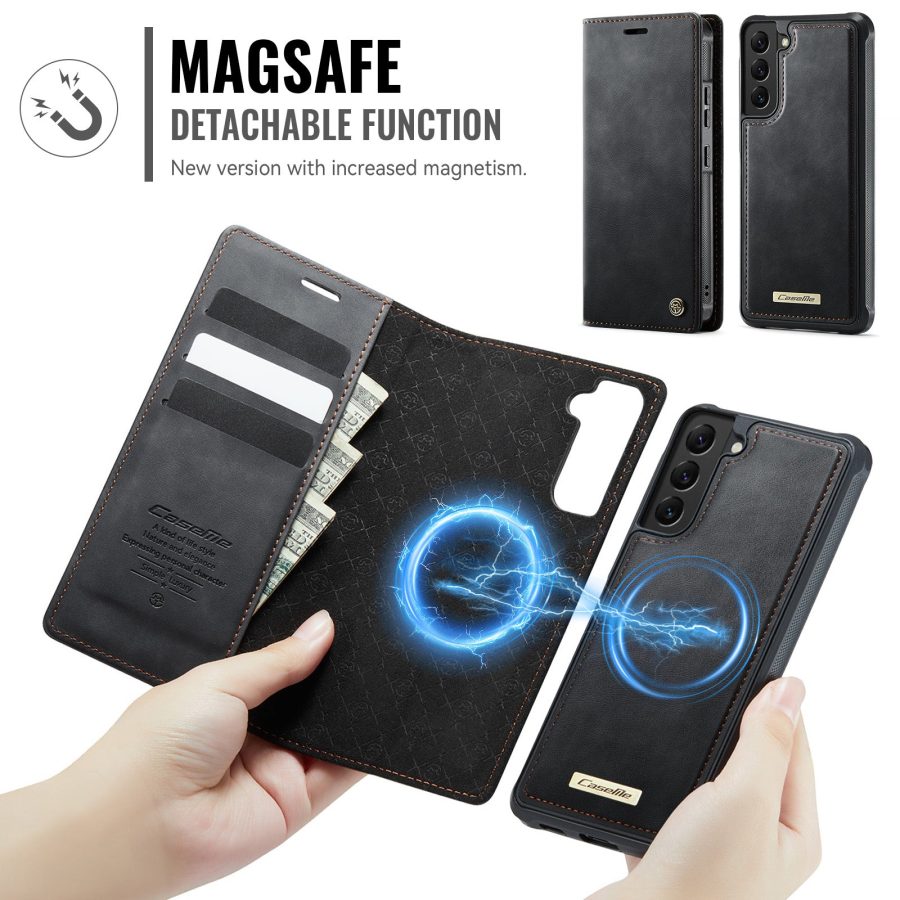 CASEME Samsung Galaxy S22+ Case 2-in-1 Magnetic Detachable Wallet Vegan Leather Flip Cover