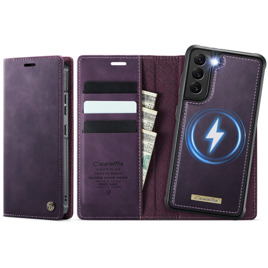 CASEME Samsung Galaxy S22+ Case 2-in-1 Magnetic Detachable Wallet Vegan Leather Flip Cover