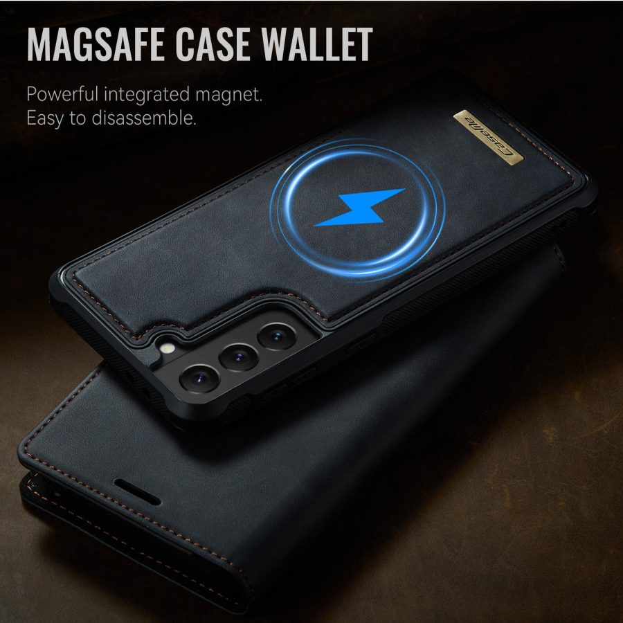 CASEME Samsung Galaxy S22 Case 2-in-1 Magnetic Detachable Wallet Vegan Leather Flip Cover