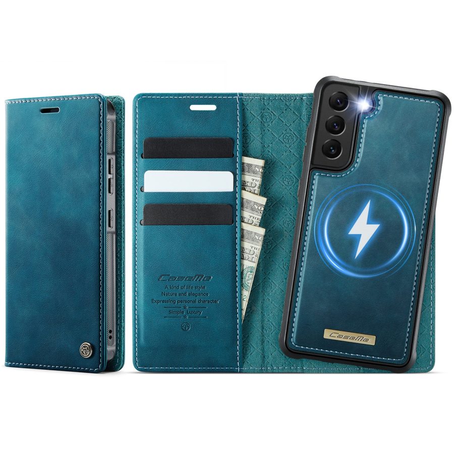 CASEME Samsung Galaxy S22 Case 2-in-1 Magnetic Detachable Wallet Vegan Leather Flip Cover