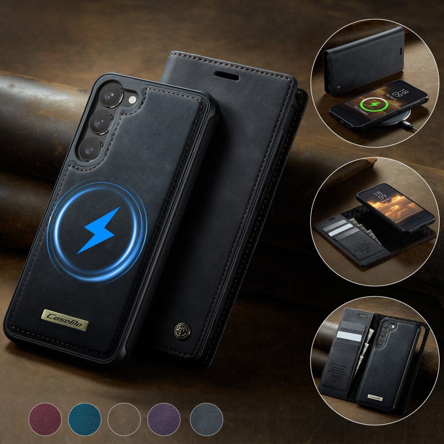 6601166920B-11 CASEME Samsung Galaxy S23 Case 2-in-1 Magnetic Detachable Wallet Vegan Leather Flip Cover
