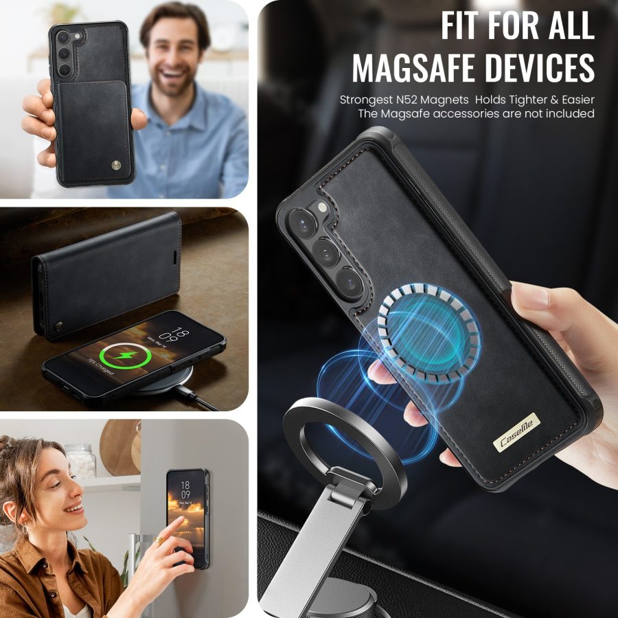 6601166920B-3 CASEME Samsung Galaxy S23 Case 2-in-1 Magnetic Detachable Wallet Vegan Leather Flip Cover
