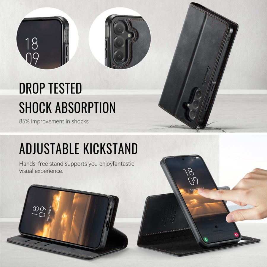 6601166920B-5 CASEME Samsung Galaxy S23 Case 2-in-1 Magnetic Detachable Wallet Vegan Leather Flip Cover